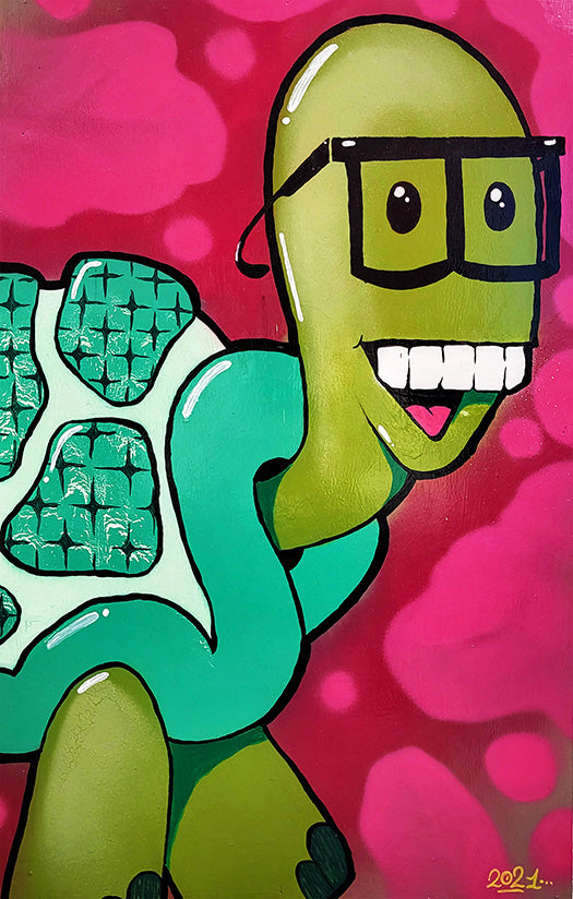 Pink bubble Todd-Wood frame canvas