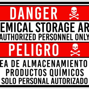 10x14 Aluminum Bilingual Chemical Storage Safety Sign
